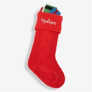 Red Cozy Cable Knit Personalized Christmas Stocking - 21010-R