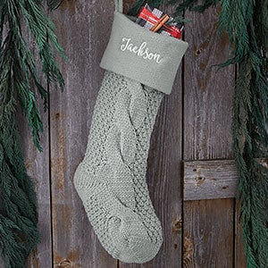 Grey Cozy Cable Knit Personalized Christmas Stocking - 21010-G