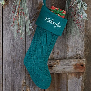 Teal Cozy Cable Knit Personalized Christmas Stocking - 21010-T