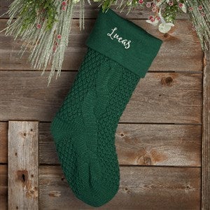 Emerald Cozy Cable Knit Personalized Christmas Stocking - 21010-E