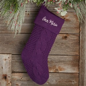 Plum Cozy Cable Knit Personalized Christmas Stocking - 21010-P