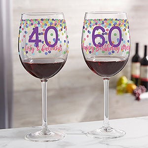 Confetti Cheers Personalized Birthday Red Wine Glass - 21157-R