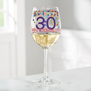 Confetti Cheers Personalized Birthday White Wine Glass - 21157-W