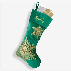 Green Stocking - 21635-G Glistening Snowflake Personalized Green Christmas Stocking - 21635-G