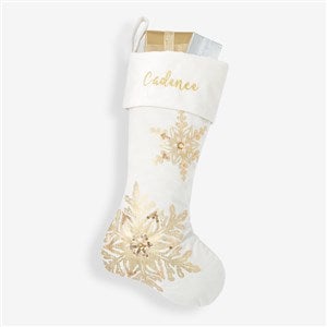 Glistening Snowflake Personalized Ivory Christmas Stocking - 21635-I
