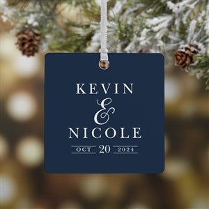 Moody Chic Wedding Personalized Square Photo Ornament- 2.75