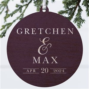 Moody Chic Wedding Personalized Ornament- 3.75