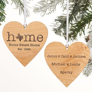 Home State Personalized 2 Sided Wood Ornament- Natural - 21729