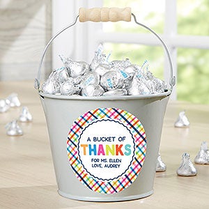Bucket of Thanks Personalized Mini Metal Bucket- Silver - 21760-S