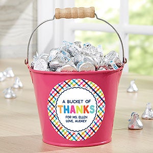 Bucket of Thanks Personalized Mini Metal Bucket- Pink - 21760-P