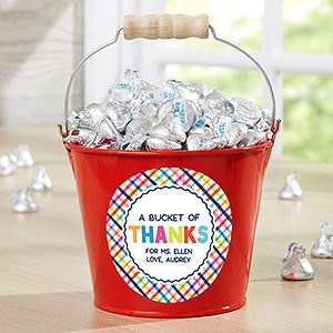 Bucket of Thanks Personalized Mini Metal Bucket- Red - 21760-R