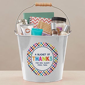 Bucket of Thanks Personalized Large Metal Bucket- White - 21760-L