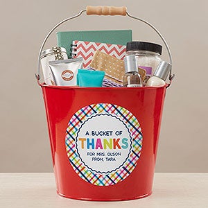 Bucket of Thanks Personalized Large Metal Bucket- Red - 21760-RL