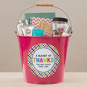 Bucket of Thanks Personalized Large Metal Bucket- Pink - 21760-PL