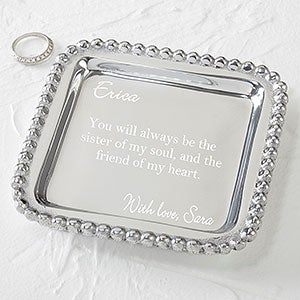 Mariposa® String of Pearls Personalized Square Jewelry Tray - 21979