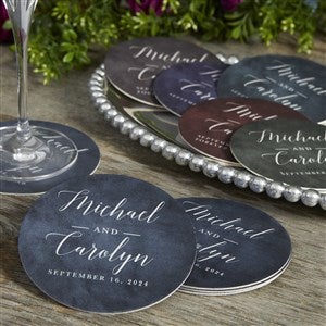 Moody Chic Personalized Wedding Paper Coasters - 22021