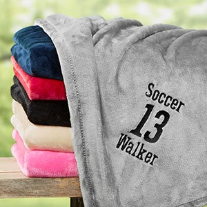 Personalized 60x80 Grey Sports Fleece Blanket - 22428-GL