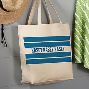 Classic Stripe Personalized Canvas Beach Bag- 20