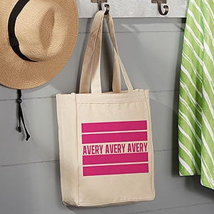 Classic Stripe Personalized Canvas Beach Bag- 14