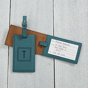 Personalized Leatherette Luggage Tag- Teal - 22657-T