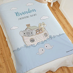 Precious Moments Noahs Ark Personalized Baby Boy 60x80 Sherpa Blanket - 22685-SL