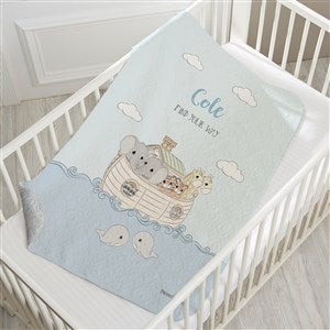 Precious Moments® Noah's Ark Personalized Baby Boy 30x40 Quilted Blanket - 22685-QS