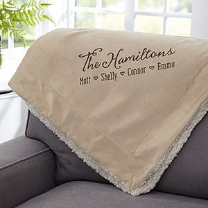 Family Love Embroidered 60x72 Tan Sherpa Blanket - 22709-TL