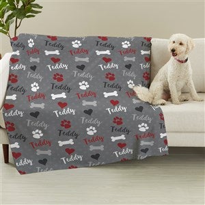 Playful Puppy Personalized Lightweight Fleece Dog Blanket- 50x60 - 23070-LF