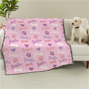 Playful Puppy Personalized 56x60 Woven Throw - 23070-A