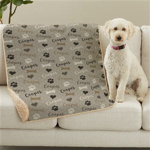 Playful Puppy Personalized Premium Sherpa Dog Blanket - 23070-S