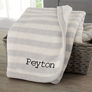Custom Embroidered Grey Knit Baby Blanket - 23248-G