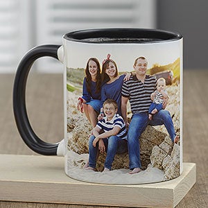 Family Photo Personalized Black Coffee Mug - 23319-B