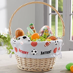 All About Sports Personalized Natural Easter Basket with Folding Handle - 23374