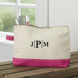 Embroidered Canvas Makeup Bag- Pink - 23412-P