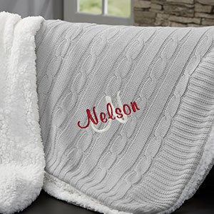 Initially Yours Personalized 50x60 Grey Knit Throw Blanket - 23433-G