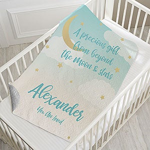 Beyond The Moon Personalized 30x40 Quilted Baby Blanket - 23434-SQ