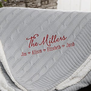 Family Love Personalized 50x60 Grey Knit Throw Blanket - 23476-G