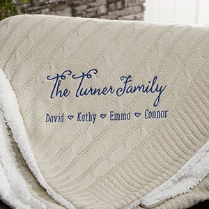 Family Love Personalized 50x60 Tan Knit Throw Blanket - 23476-T