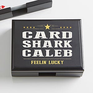 Write His Own Personalized Wood Playing Card Box - 23530