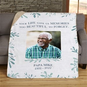 Botanical Memorial Personalized 50x60 Sherpa Photo Blanket - 23758-S