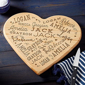 Close to Her Heart Personalized Heart Shaped Cutting Board - 23768