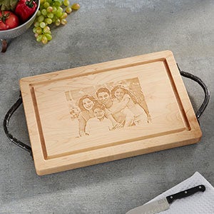 Maple Leaf Personalized Photo 18-inch Cutting Board - With Handles - 23856D-H