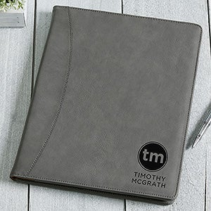 Modern Initials Personalized Full Pad Portfolio - Charcoal - 23947-C