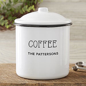 Personalized White Enamel Kitchen Medium Canister - 24038-M