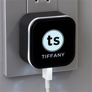 Modern Initial Personalized LED Triple Port USB Charger - 24275