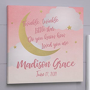 Beyond The Moon Personalized Baby Canvas Prints - 24