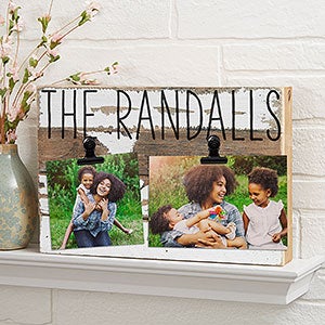 Rustic Personalized Reclaimed Wood Photo Clip Frame- White 12x8 - 24545-12x8-W