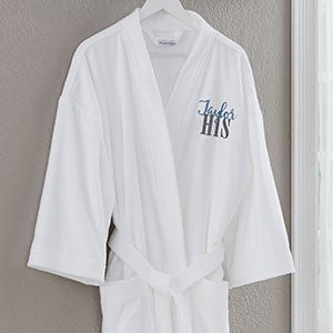 His Embroidered White Velour Robe - 24715-HIS