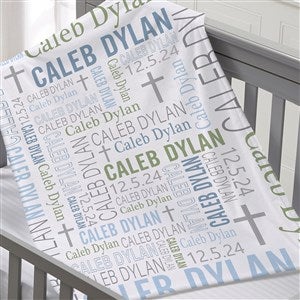 Christening Day For Him Personalized 30x40 Plush Fleece Baby Blanket - 24848-B