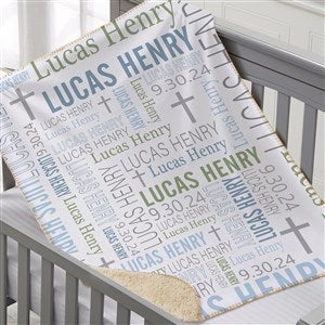 Christening Day For Him Personalized 30x40 Sherpa Baby Blanket - 24848-SB